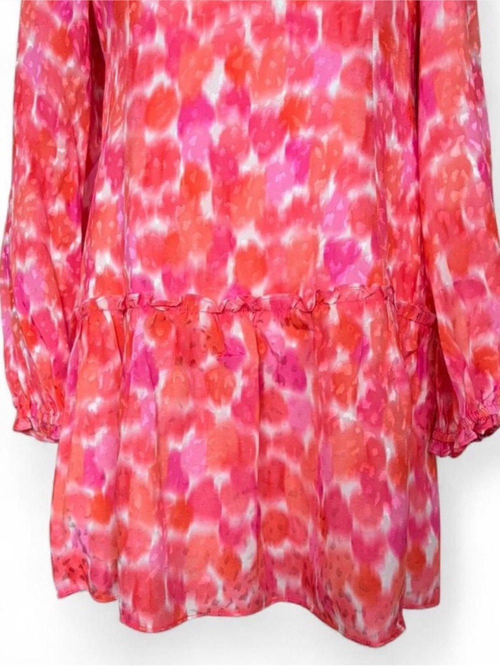 Amanda Uprichard Coral-Pink Square Neck Tiered Mini Dress - Picture 4 of 7